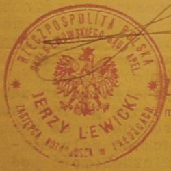 stempel Jerzy Lewicki zastpca notariusza w Zaocach